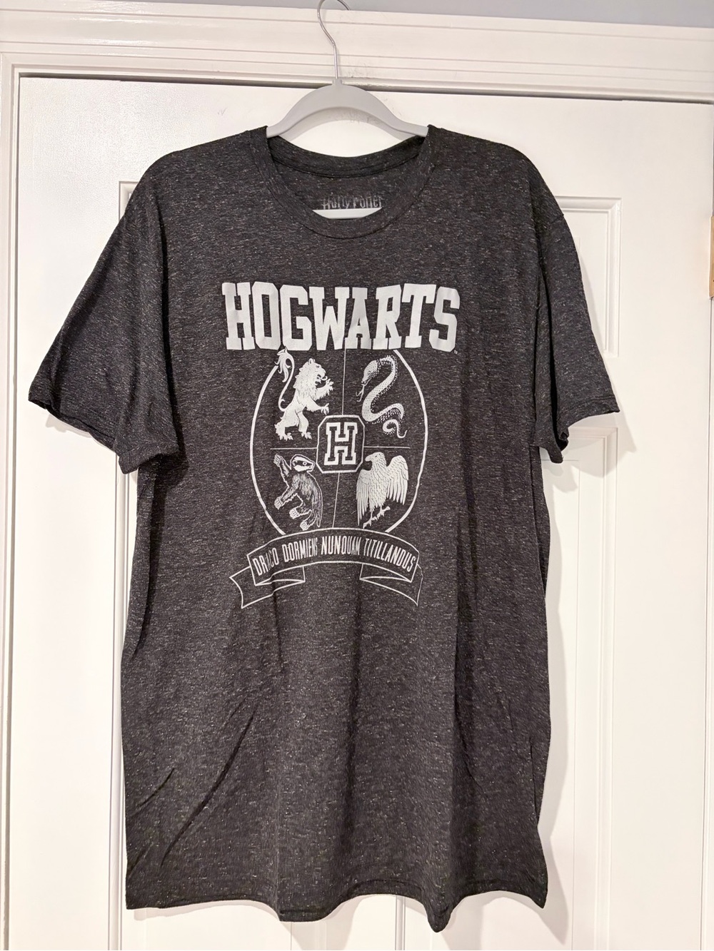 Warner Bros. Harry Potter Tag Tee - Dark Heather Gray with White Print